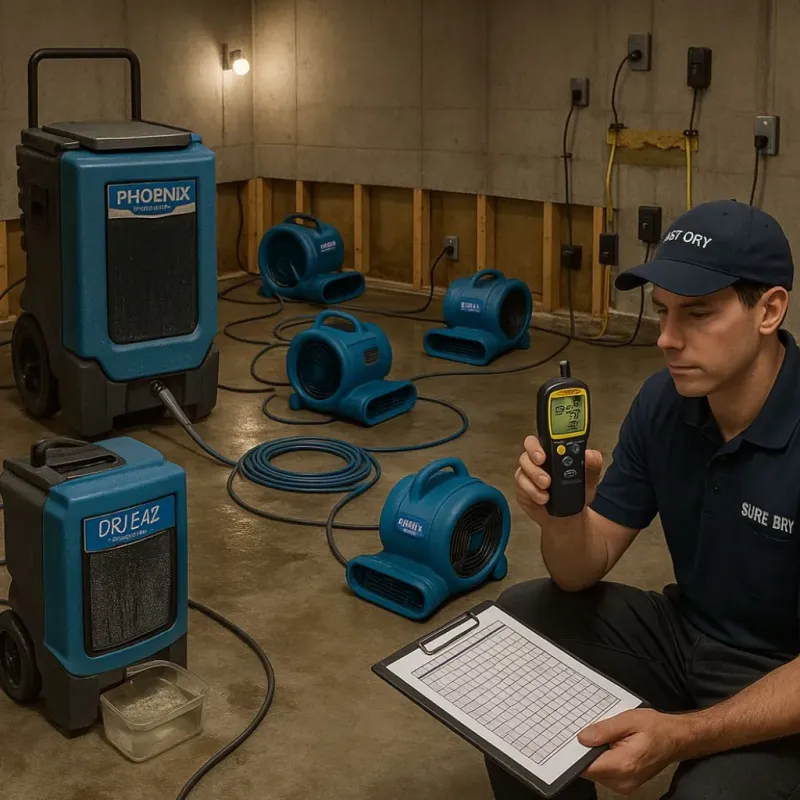 Structural Drying and Dehumidification process in Henryville, IN